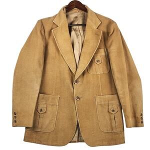 American Fashion Collection Vintage 1970s Courduroy Blazer Tan Men’s SZ 42R EUC